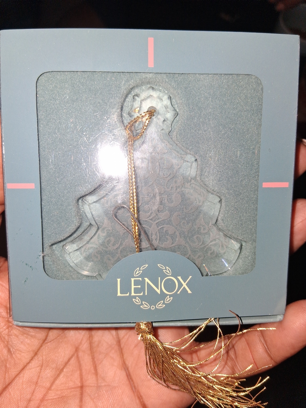 Vintage Clear Crystal Christmas tree ornament made by Lenox in Germany